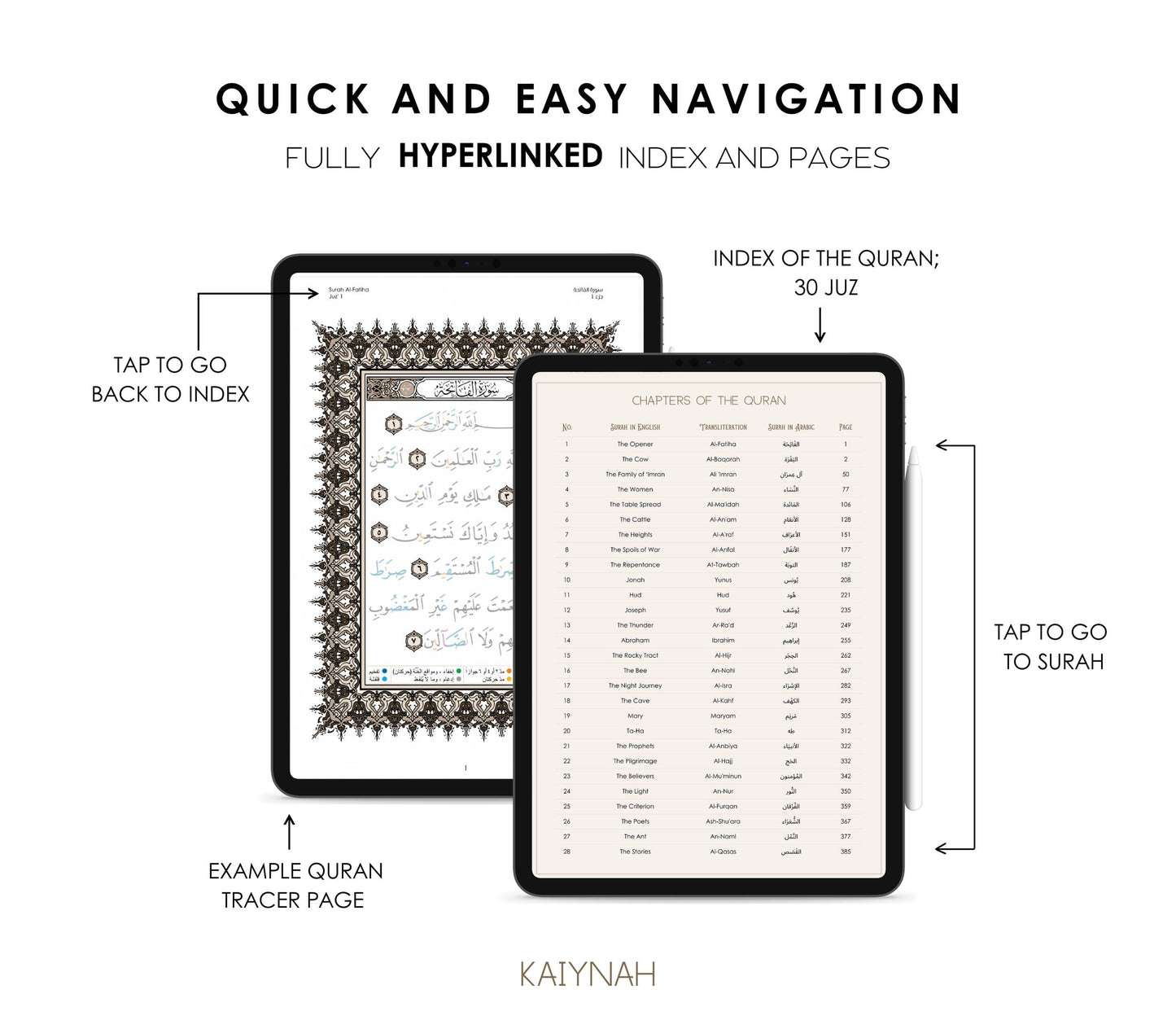 Beige Digital Quran Tracer Tajweed + Regular + Workbook (30 Juz)