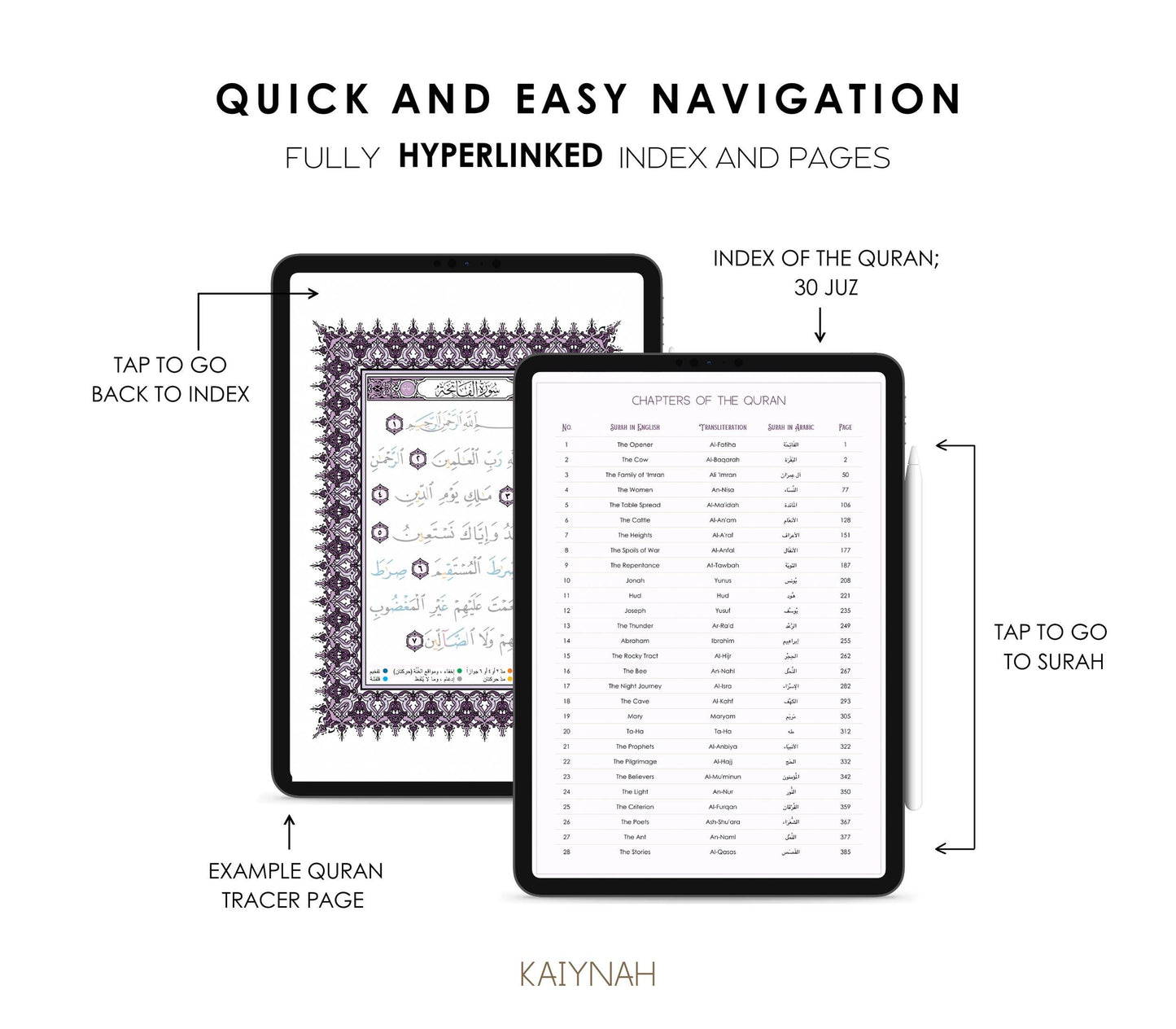 Lilac Digital Quran Tracer Tajweed + Regular + Workbook (30 Juz)