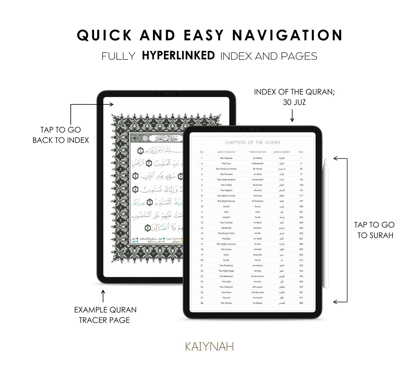 Green Digital Quran Tracer Tajweed + Regular + Workbook (30 Juz)
